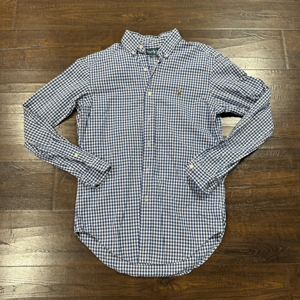 Ralph Lauren Gingham Classic Fit Long Sleeve Button Front Top Size Small Men